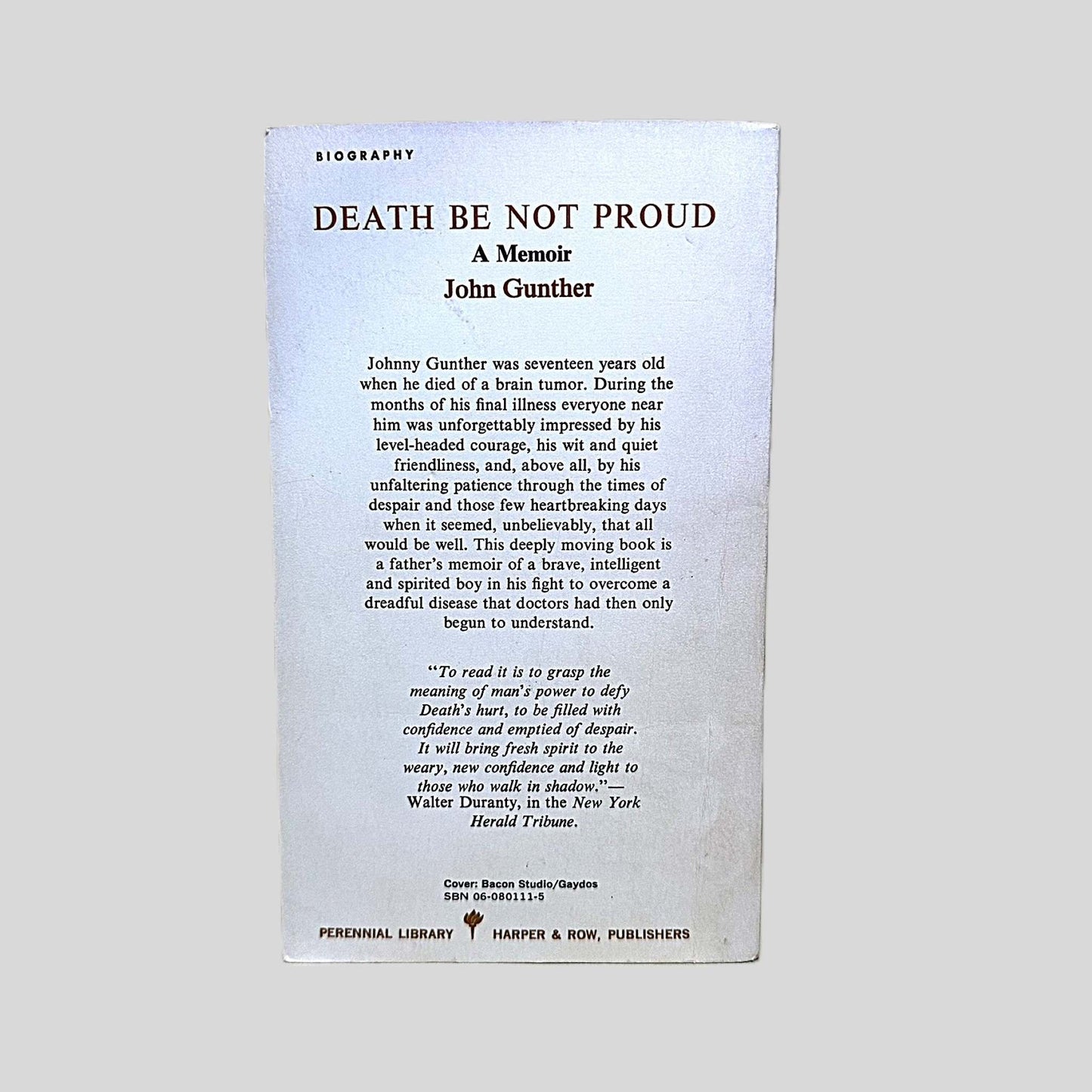 Death Be Not Proud by John Gunther - Fehmerling Books